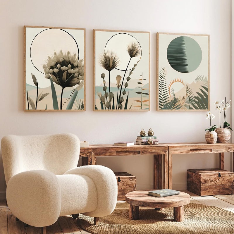 Gamya Boho wall Art Paintings Modern Art Framed Wall Painting for Living Room Bedroom - Wall Posters | Paintings with Frame Set of 3 (14x18 Inches) (Art 5) - Image 4