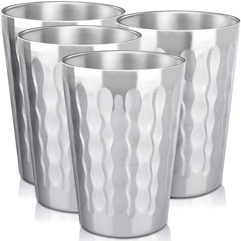 Beasea 15oz Stainless Steel Cups 4 Pack Double Wall Metal Stackable Insulated Portable Drinking Tumblers Unbreakable Shatterproof Glasses for Home Restaurant Party Camping Travelling