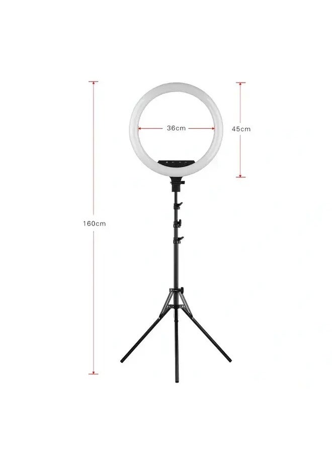 HQ - HQ 14N Ring Light Kit with Tripod Stand and Accessories, 18 inches, 55 Watts, 3200K-6000K Adjustable Color Temperature, Phone Holder Included - Image 1