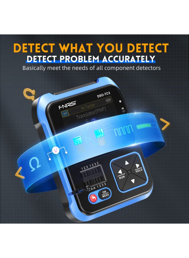 FNIRSI FNIRSI DSO-TC3 Oscilloscope - 3-in-1 Handheld Oscilloscope & DDS Signal Generator & Transistor Tester, 500Khz Bandwidth 10MSa/s Sampling Rate, 6 Types of Waveforms, Transistors Measure  - Image 3