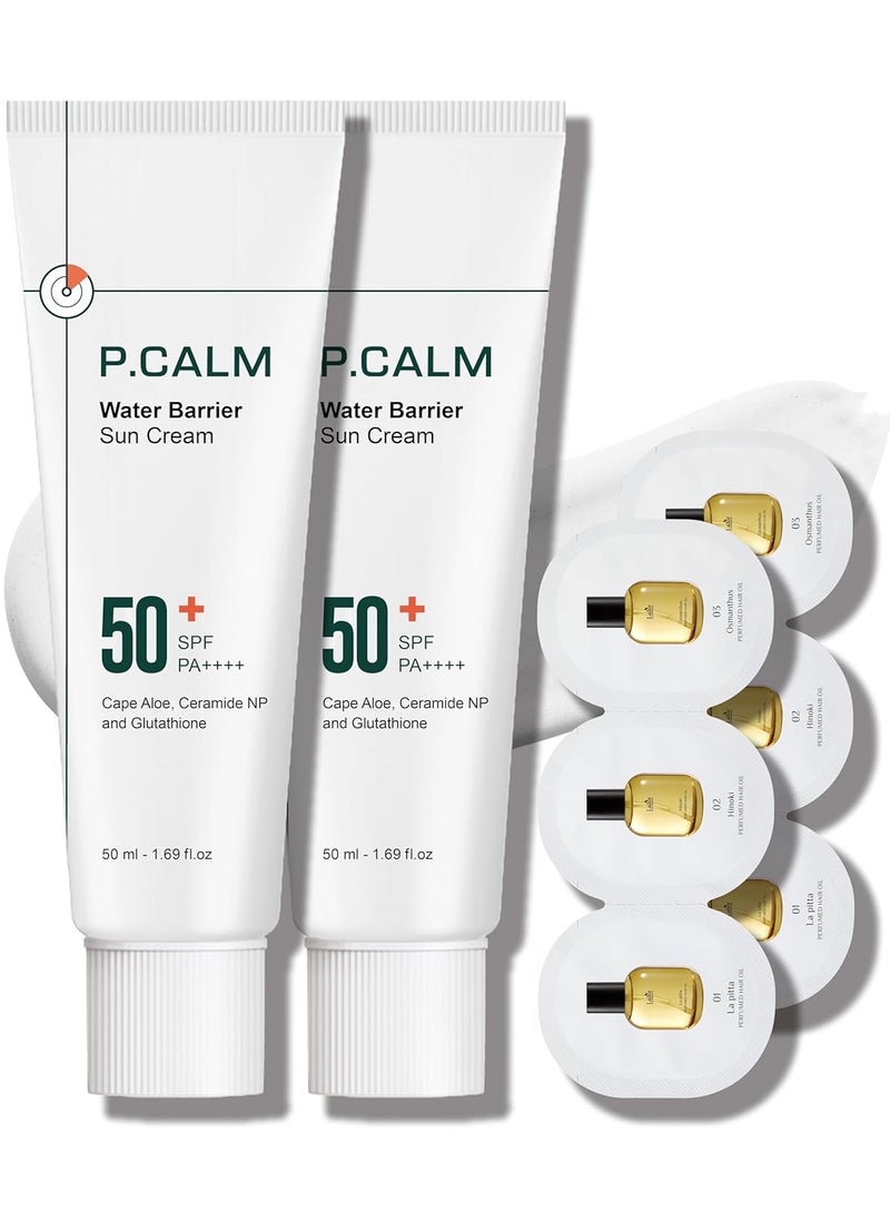 P.CALM PCALM Water Barrier Moisturizing Sun Cream MatteFinish No White Cast SPF 50 PA Vegan Calming Moisture Daily Sunscreen for Dry Oily Sensitive Skin Korean Skincare 34 Fl Oz 