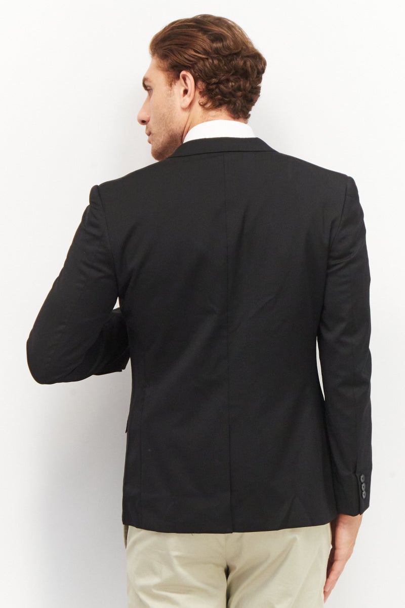 SELECTED Men Regular Fitted Notched Collar Long Sleeve Blazer, Black - Image 4