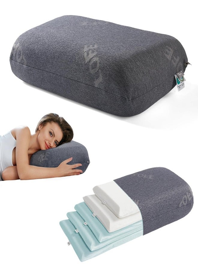 Lofe Adjustable Memory Foam Pillow - Combined Thin Plilow to Adjust Softness/Support, 10 Heights of Adjustable Pillow for Neck Pain Relief, CertiPUR-US Memory Foam Plilow for Stomach/Side/Back Sleeper - Image 1