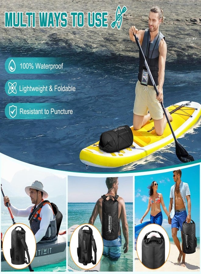 BKNOOU Dry Bag Waterproof Backpack for Women Men, 10L/20L Roll Top Dry Bags for Kayaking Waterproof Bag for Travel, Boating, Beach, Camping, Hiking & Rafting, Dry Storage Bag with Phone Pouch - Image 5