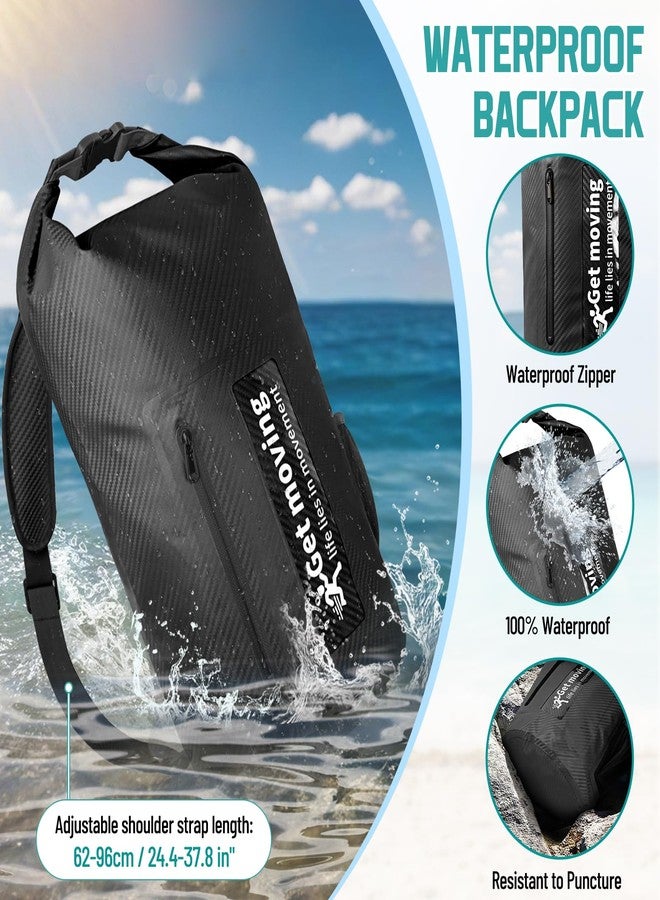 BKNOOU Dry Bag Waterproof Backpack for Women Men, 10L/20L Roll Top Dry Bags for Kayaking Waterproof Bag for Travel, Boating, Beach, Camping, Hiking & Rafting, Dry Storage Bag with Phone Pouch - Image 3
