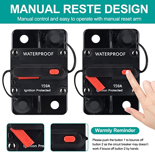 N.C 150 Amp Circuit Breaker,with Manual Reset,Waterproof, 12V-48V DC, 30-307A,for Car Marine Trolling Motors Boat ATV Manual Power Protect for Audio System Fuse (JTST0009) - Image 3