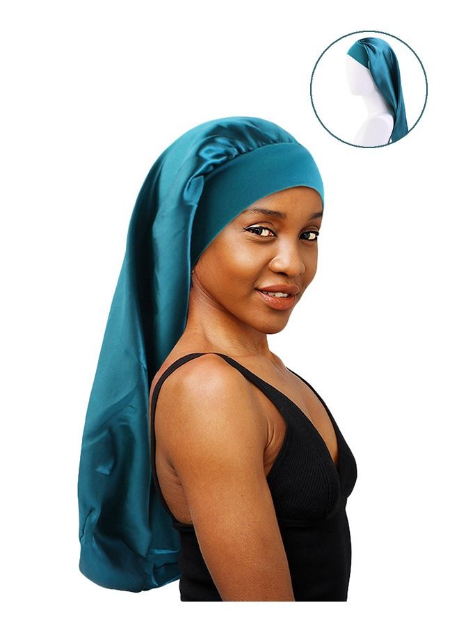 Long Satin Bonnet Sleep Cap, Soft Elastic Band Night Extra Large Wide Caps, Comfortable Long Hair Care Hat Night Cap - Image 1