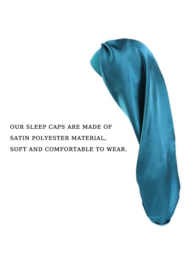 Long Satin Bonnet Sleep Cap, Soft Elastic Band Night Extra Large Wide Caps, Comfortable Long Hair Care Hat Night Cap - Image 3