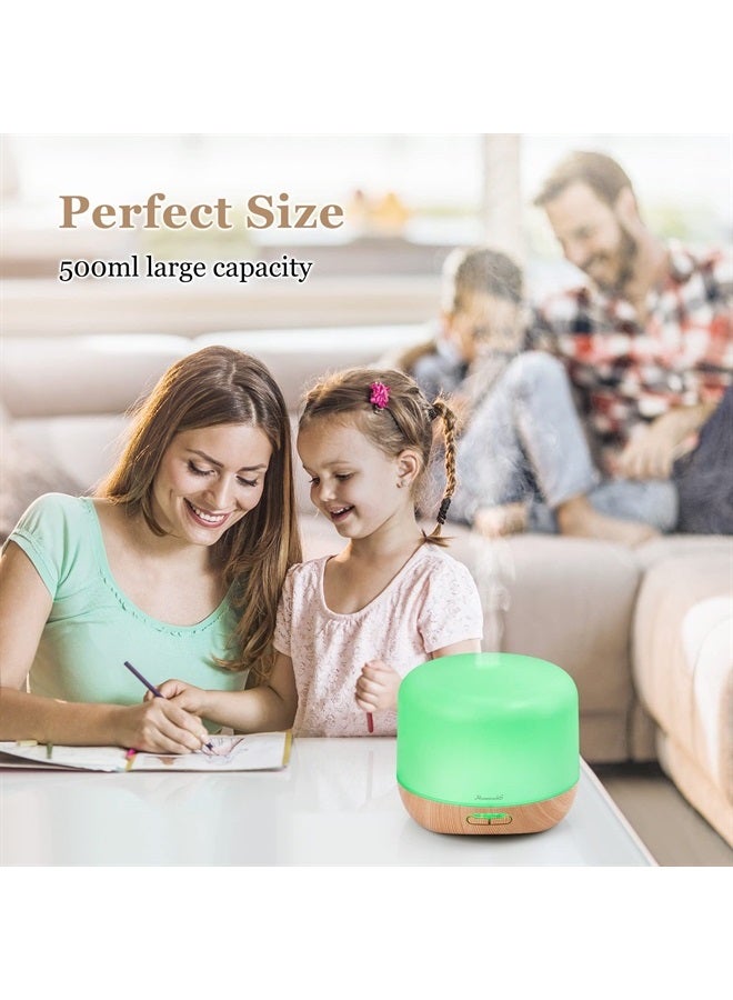 Homeweeks Aromatherapy Essential Oil Diffuser for Room: Oil Diffuser Colorful Aroma Air Humidifier with Adjustable Cool Mist Mode, Waterless Auto Off Ultrasonic Diffusers for Large Small Room Home Office 500ML - Image 4