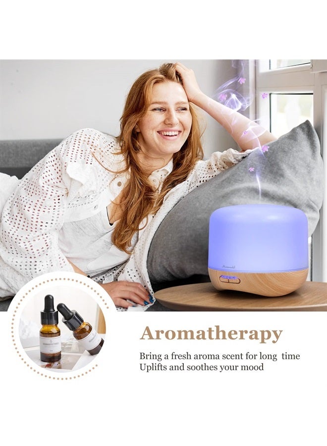 Homeweeks Aromatherapy Essential Oil Diffuser for Room: Oil Diffuser Colorful Aroma Air Humidifier with Adjustable Cool Mist Mode, Waterless Auto Off Ultrasonic Diffusers for Large Small Room Home Office 500ML - Image 3