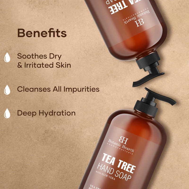 Botanic Hearth Tea Tree Liquid Hand Soap | Sulfate Free Formula | Multi Purpose Hand Wash With Aloe Vera And Premium Grade Tea Tree Oil, Pump Dispenser | 16 Fl Oz - Image 4