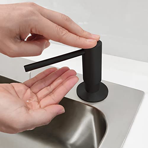 EADOT Matte Black Built in Dish Soap Dispenser for Kitchen Sink, Under Counter Brass Pump Head Hand Soap Pump with 17 OZ PET Soap Bottle Refill from Top, Undermount Brass Liquid Soap Dispenser - Image 4