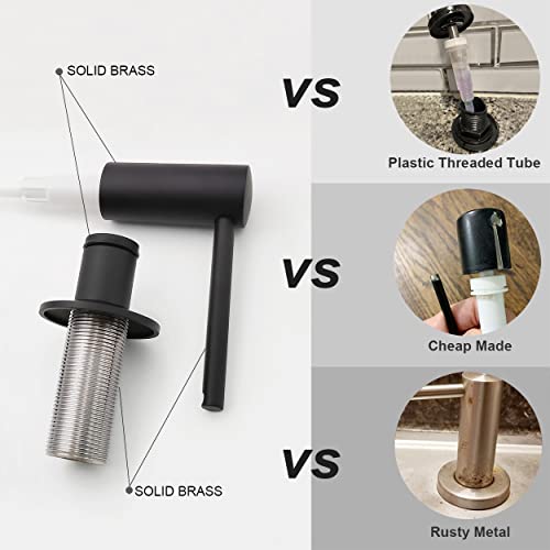 EADOT Matte Black Built in Dish Soap Dispenser for Kitchen Sink, Under Counter Brass Pump Head Hand Soap Pump with 17 OZ PET Soap Bottle Refill from Top, Undermount Brass Liquid Soap Dispenser - Image 3