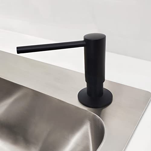 EADOT Matte Black Built in Dish Soap Dispenser for Kitchen Sink, Under Counter Brass Pump Head Hand Soap Pump with 17 OZ PET Soap Bottle Refill from Top, Undermount Brass Liquid Soap Dispenser - Image 5