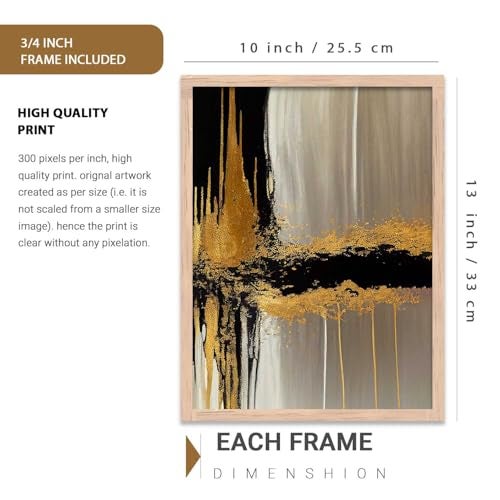 kotart Painting for Wall Decoration - Modern Art Wall Decor Framed Painting for Living Room Bedroom - Framed Wall Posters/Paintings with Frame Set of 3 (Art 5, 10x13 inch) - Image 2