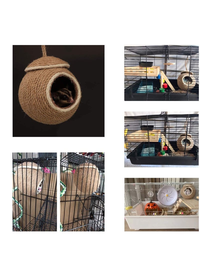 ماركة غير محددة Birds Nest of Natural Coconut Shell Feeder Parrot House, Parakeet Bird Breeding Rope Weave for Budgie, Cockatiel, Conure, Finch, Lovebird, Hamsters, and Small Squirrels Cage Hatching Nesting Box  - Image 4