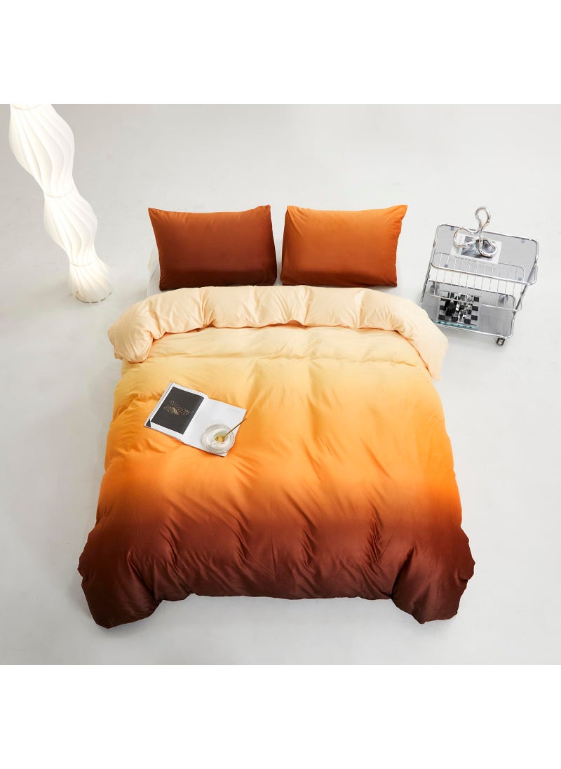 Luxlovery Luxlovery Sunset Color Velvet Comforter Full Women Girls Orange Gradient Flannel Bedding Set Brown Yellow Modern Blanket Quilts Winter Warm Sherpa Micromink Bed Set for Adults Teens  - Image 4