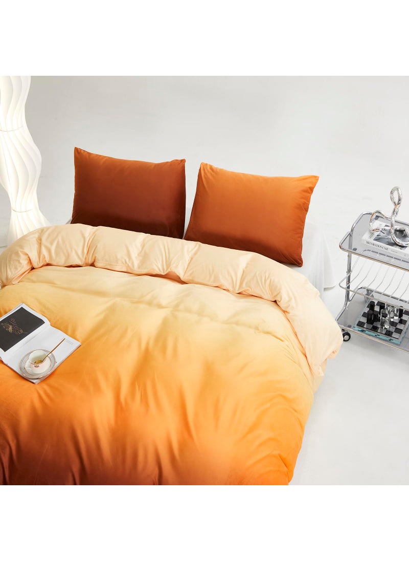 Luxlovery Luxlovery Sunset Color Velvet Comforter Full Women Girls Orange Gradient Flannel Bedding Set Brown Yellow Modern Blanket Quilts Winter Warm Sherpa Micromink Bed Set for Adults Teens  - Image 5