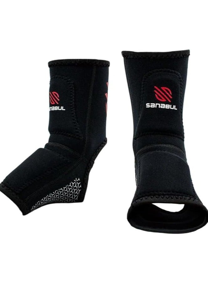 Sanabul  حارس كاحل جل أساسي لضربات MMA وكيك بوكسينغ | أكمام كاحل للرجال والنساء | دعم وحماية كاحل MMA وككيك بوكسينغ ومواي تاي (زوج) (أحمر، S/M) - Image 2