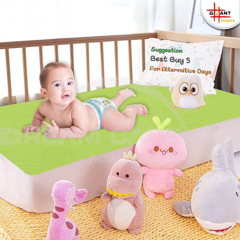 GIANT IMPEX Waterproof Antibacterial Quick Dry Ultra Absorbent Baby Dry Sheet/Bed Wetting Protector/Crib Sheet/Play Mat-Large (Pista Green, Salmon Rose & Peacock Blue) Pack of 3 - Image 2