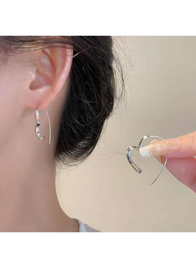 Plated Large Heart Hoop Earrings for Women Silver Hollow Heart Hoops Earrings Exaggerated Outline Hear t Earrings - Image 4