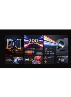Yaber U12 Home Cinema Projector – 1080p FHD Resolution, 700 ANSI Lumens Brightness, Dolby Audio, Auto Focus & Keystone Correction, Linux OS with Netflix & YouTube Apps, Wi-Fi 6 & Bluetooth 5.2 Connectivity, Portable Design with Rotatable Gimbal  - Image 4