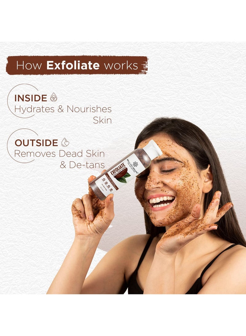 Bella Vita Organic Exfoliate Coffee Scrub for Face and Body Blackhead Remover De Tan Removal Ayurveda Dirt Removal from Neck Knees Elbows Arms 75 g (Pack of 1) - Image 2