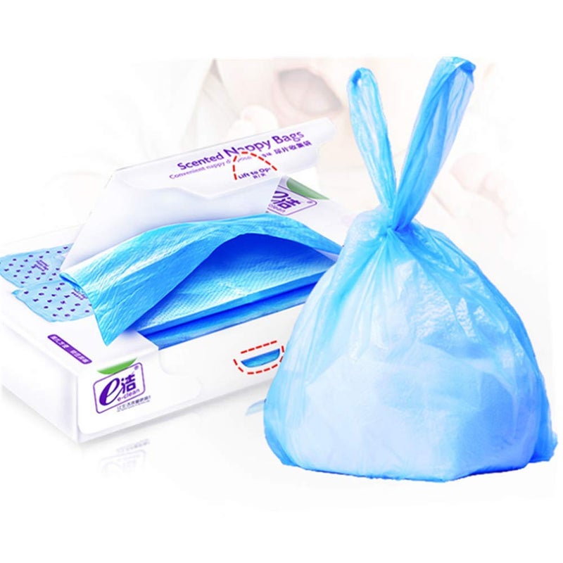 Beetoo Baby Disposable Diaper Sacks Bags Dispenser Power Scented Nappy Disposal Bags Easy-Tie for Travel (Blue,90-Count) - Image 1