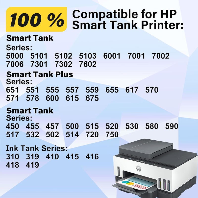 مجموعة زجاجات الحبر 31، زجاجة حبر أس��د 32XL متوافقة مع HP Smart Tank 7602 6001 5101 5000 7300 7301 520 580، مجموعة زجاجات الحبر 31 32 XL لإعادة تعبئة Smart Tank Plus 651 551 - Image 2