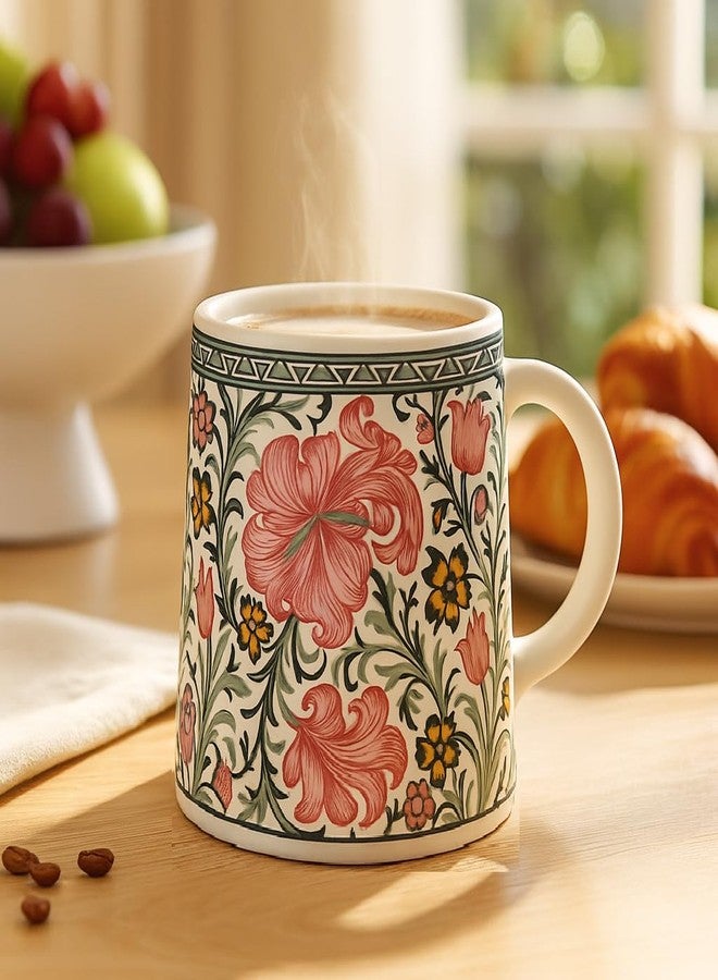 KITTENS Ceramic Coffee Mug Set of 2 (300 ml) – Microwave & Dishwasher Safe | Aesthetic Floral Coffee Cups | Modern Designer Mug Set | Gift Set for Home & Office (Magenta Floral) - Image 4