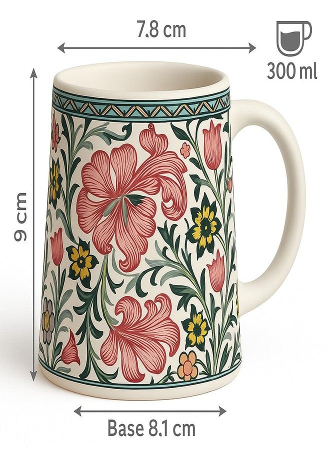 KITTENS Ceramic Coffee Mug Set of 2 (300 ml) – Microwave & Dishwasher Safe | Aesthetic Floral Coffee Cups | Modern Designer Mug Set | Gift Set for Home & Office (Magenta Floral) - Image 2