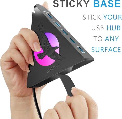 JoyReken 7 Port USB Hub, USB 3.0 Data Hub with 2 ft Long Cable,RGB Night Light,Multi Port Gaming Hub for PC, Laptop, Flash Drive, Keyboard, Mouse, Console, Xbox, PS4/PS5, iMac, Flash Drive, HDD - Image 4