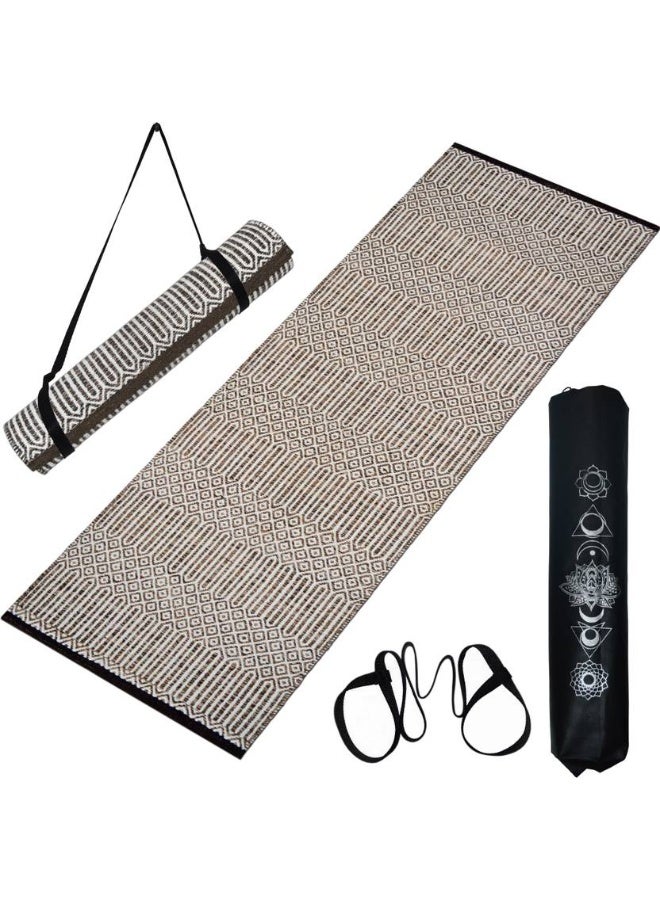 house of handmade house of handmade Premium Cotton Yoga Mat BROWN Brown 8 mm Yoga Mat - Image 1