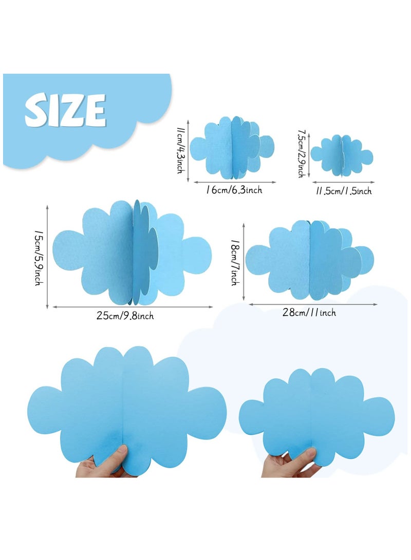 16-Pack Fake Clouds for Ceiling, 3D Cloud Hanging Decorations, Artificial Cloud Props, Cloud Ornaments for Children Room, Nursery, Baby Baptism Party, Wedding, Stage Decor, Blue