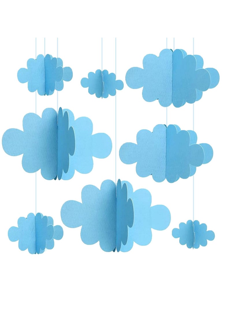 16-Pack Fake Clouds for Ceiling, 3D Cloud Hanging Decorations, Artificial Cloud Props, Cloud Ornaments for Children Room, Nursery, Baby Baptism Party, Wedding, Stage Decor, Blue