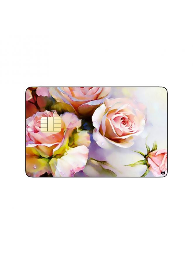 RKN PRINTED BANK CARD STICKER Beautiful Pink Flowers Drawing - Image 2