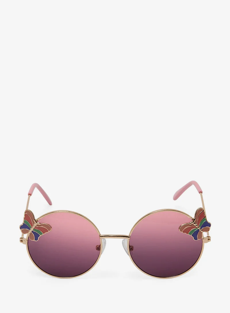 Redtag Girls Pink Round Sunglasses