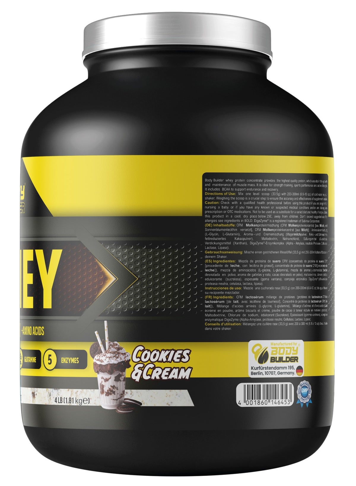 Body Builder Whey Protein-Cookies And Cream Flavor, 4 Lbs