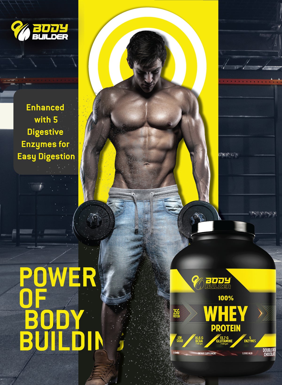 Body Builder Whey Protein-Cookies And Cream Flavor, 4 Lbs
