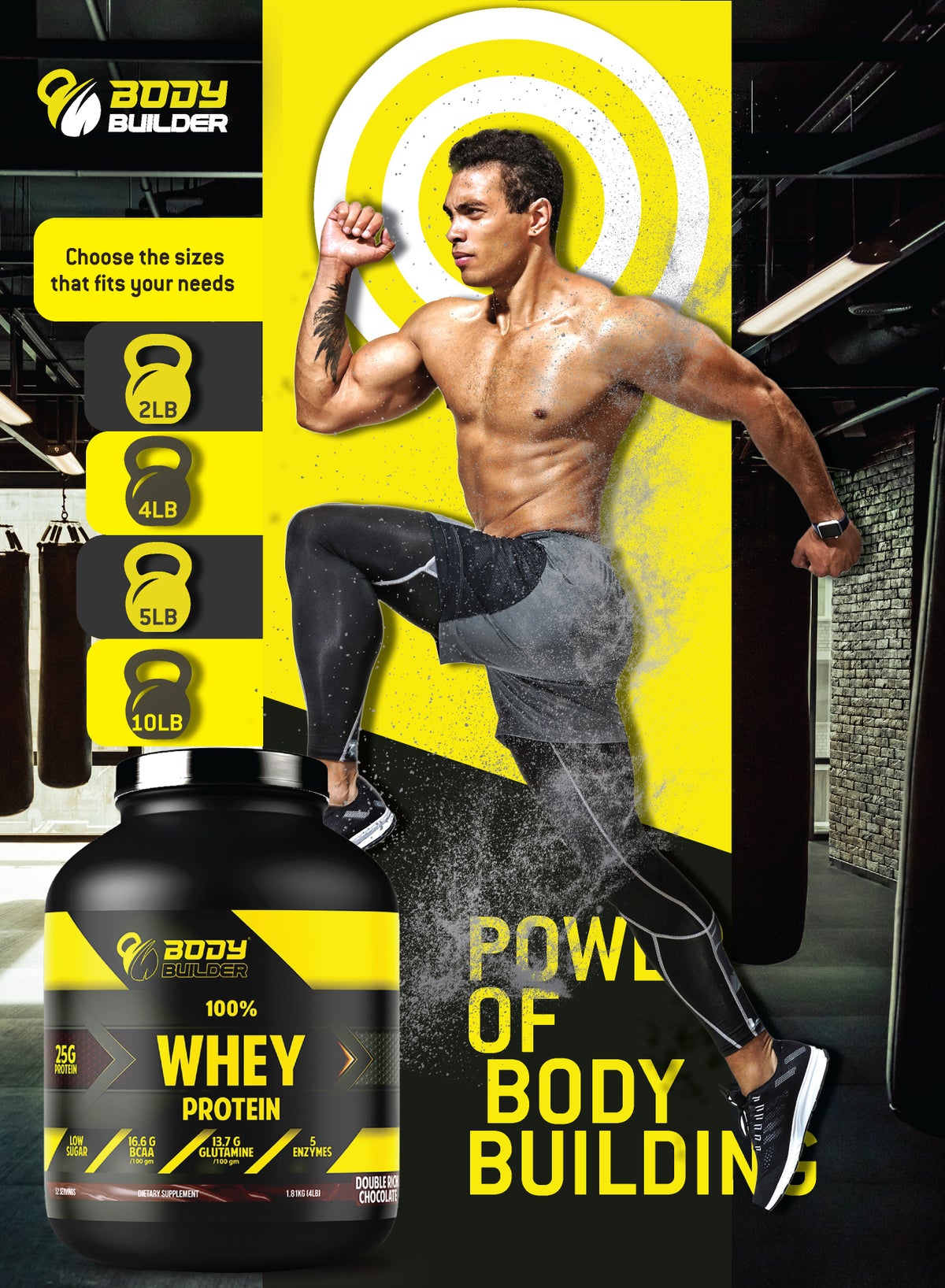 Body Builder Whey Protein-Cookies And Cream Flavor, 4 Lbs