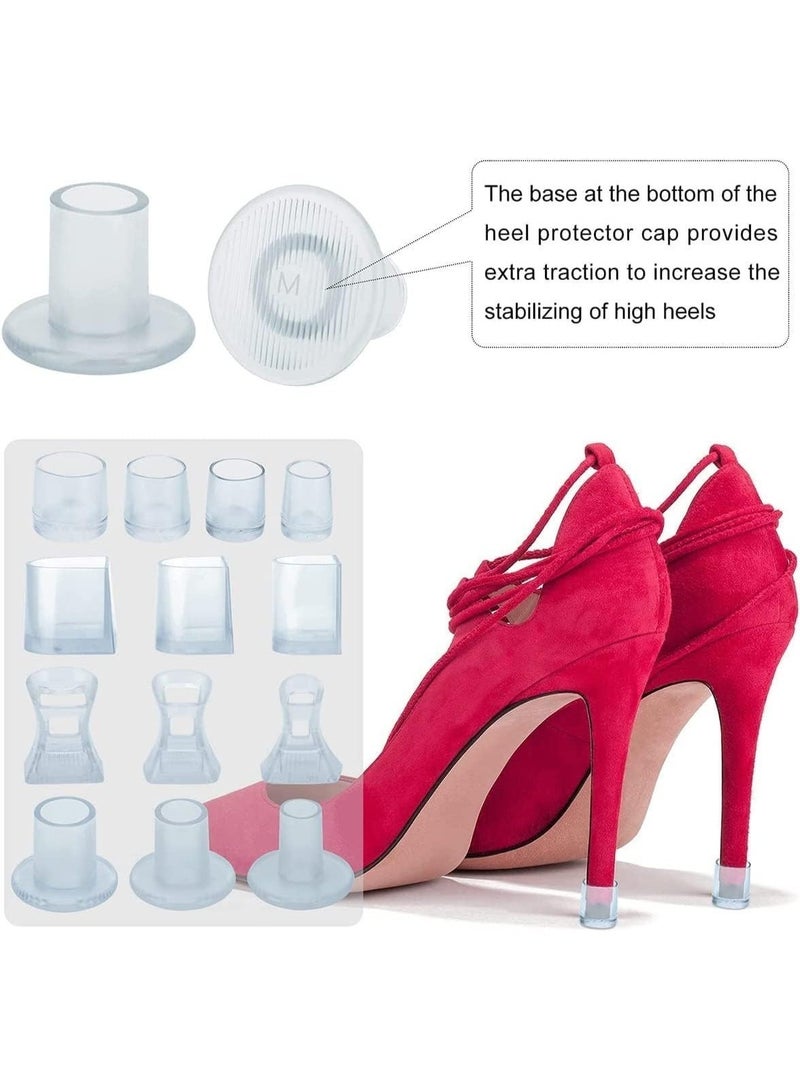 13 Pairs High Heel Protectors, Stiletto Cap Clear Plastic Covers Shoe Savers for Walking on Grass Uneven Floor Weddings Outdoor Protecting Heels, Four Styles - Image 5