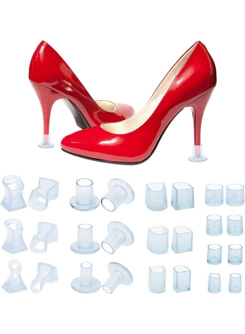 13 Pairs High Heel Protectors, Stiletto Cap Clear Plastic Covers Shoe Savers for Walking on Grass Uneven Floor Weddings Outdoor Protecting Heels, Four Styles - Image 2