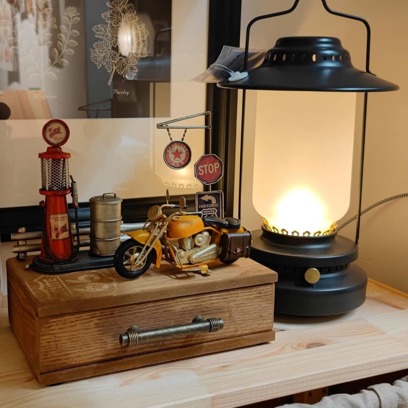 VANLAXY Route 66 Desk Table Decor Gas Station Model Miniature Storage Box Decoration Vintage Gas Pump Motorcycle Model Organizer Drawers Jewelry Box Ring Trinket Case Cabinet Retro Home Decor - Image 2