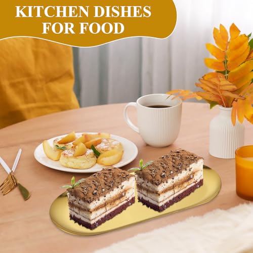 AKOLAFE 5PCS Stainless Steel Serving Tray Set Gold Platters for Serving Food Party Medium Metal Trays Decorative 10" Long Plate Oval Storage Trays Thickened Serving Dishes for Entertaining Sushi Snack - Image 3