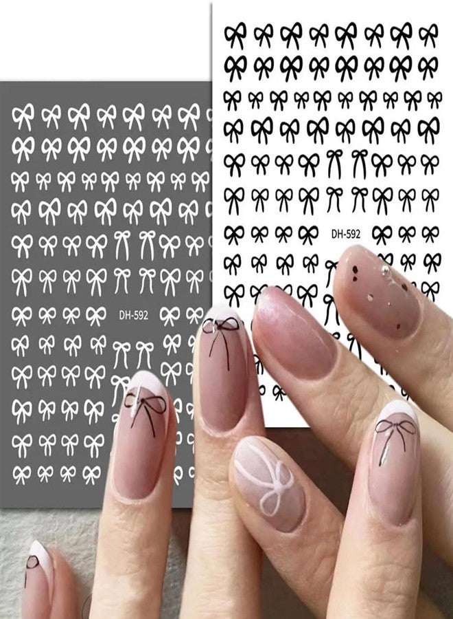 Dornail 6 Sheets Cute Bow Nail Stickers for Women Lovely Bows Nail Art Stickers Designs Black White Pink Red Gold Silver Bowknot Nail Decals Sweet Bow Tie Nails Sticker Nails Supplies Nail Decorations - Image 3