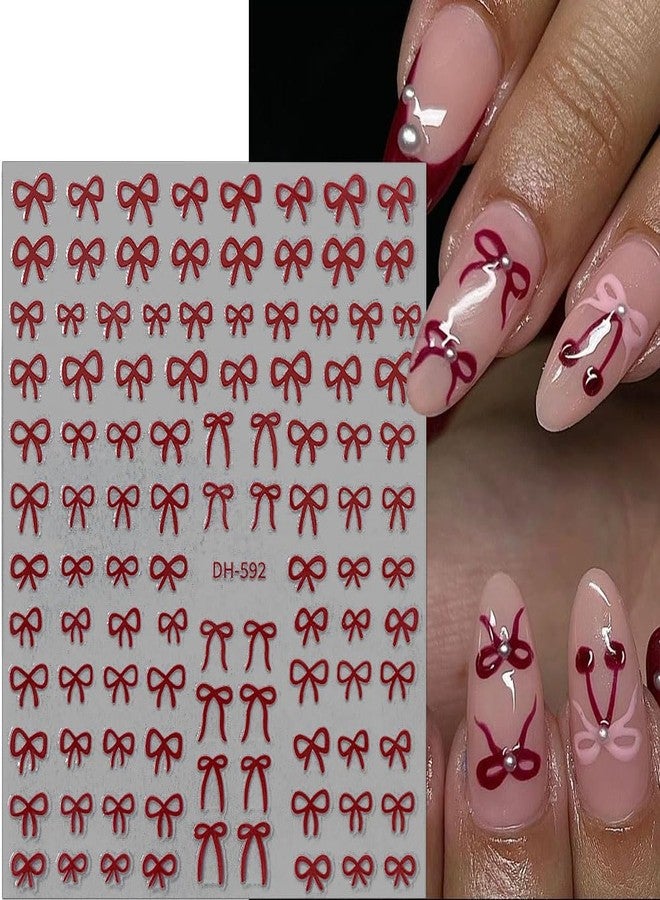 Dornail 6 Sheets Cute Bow Nail Stickers for Women Lovely Bows Nail Art Stickers Designs Black White Pink Red Gold Silver Bowknot Nail Decals Sweet Bow Tie Nails Sticker Nails Supplies Nail Decorations - Image 4
