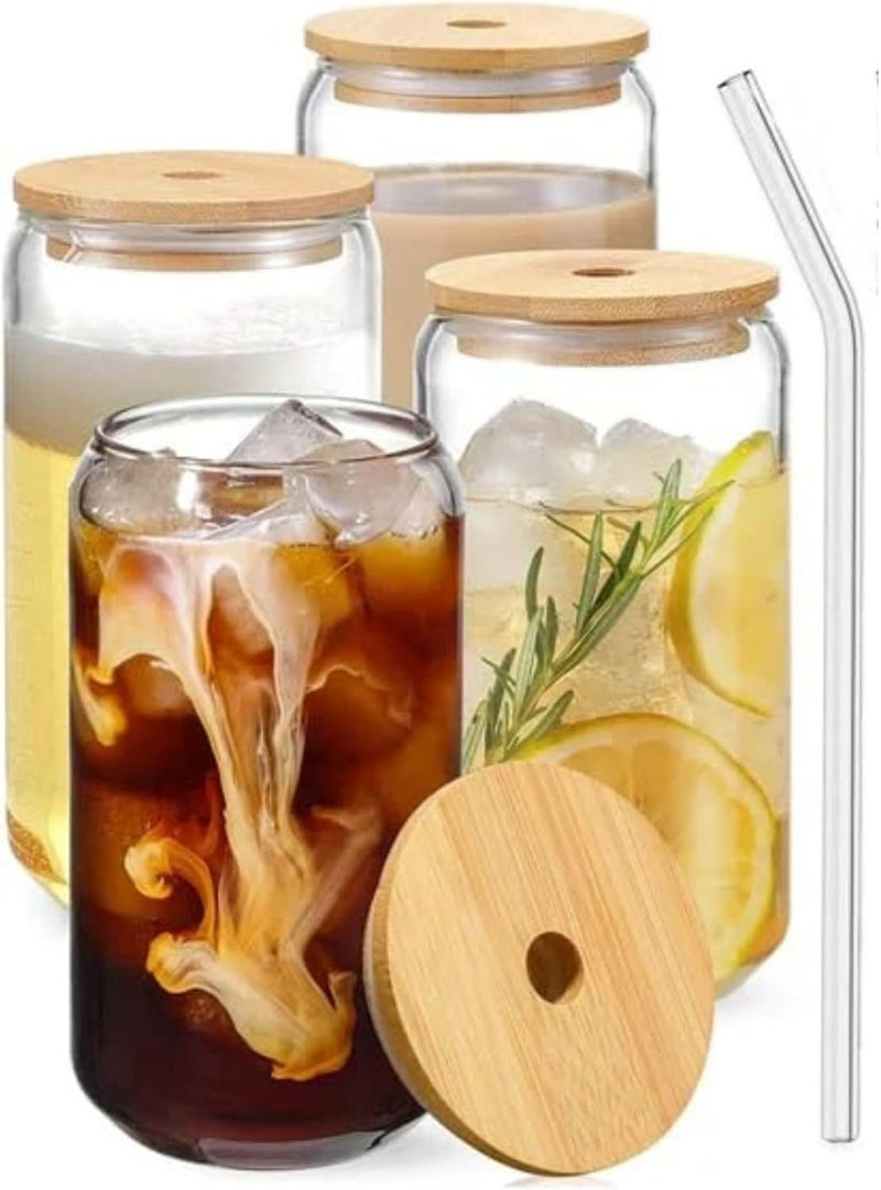 Clear Glass Tumbler with Wooden Lid and Glass Straw – Juice Jar & Hot Drinks – Suitable for All Cold & Hot Beverages Stylish Design for Everyday Use (4) - Image 5