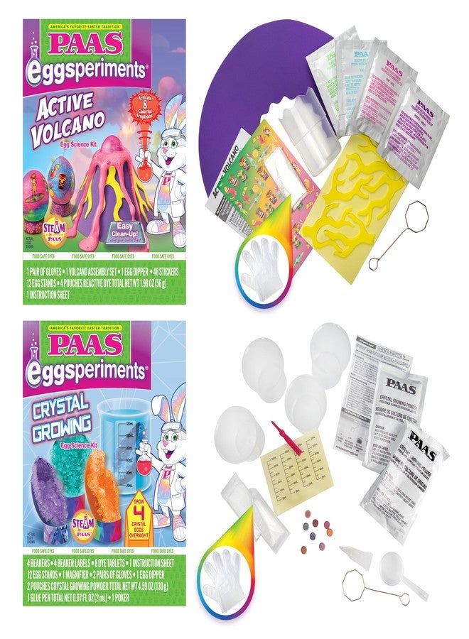 PAAS Easter Egg Decorating Bundle, Includes 1 Active Volcano Eggsperiment Kit, 1 Crystal Growing Eggsperiment Kit, Easter STEM kit, Food Safe Dye (2 Piece Bundle) - Image 1
