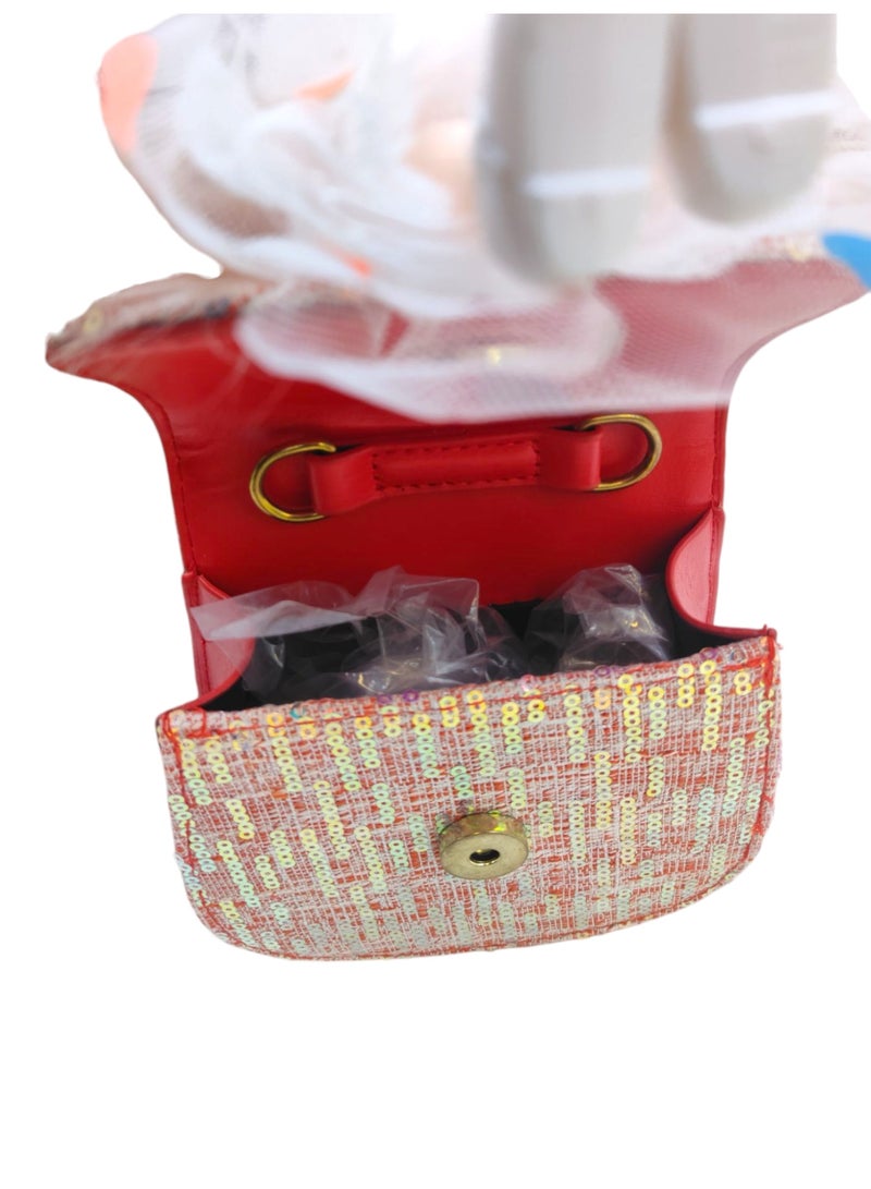 أركاد حقيبة يد للأطفال من أركاد بتصميم دمية مع مقبض لؤلؤ وسلسلة قابلة للإزالة - Image 5