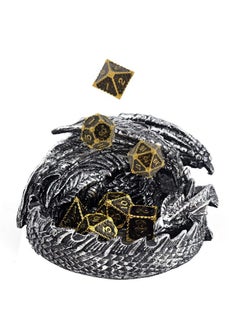Dnd Dragon Dice Tray Holder With Metal Polyhedral Dice Set Fantasy Tabletop Gaming Accessories Props Or Gifts For Dungeon Master Dungeons & Dragons Pathfinder And Rpg